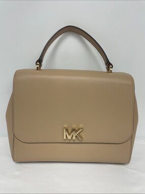 Michael Kors Tan Top-Handle Purse with Gold MK Logo